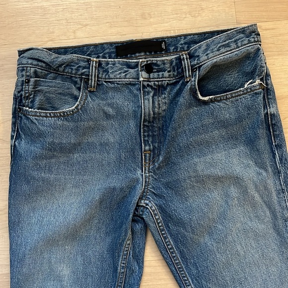 Denim X Alexander Wang Trap Denim Cropped Flare Jeans Size 29 Light Wash Indigo - Picture 6 of 15